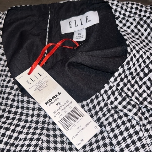 Elle Black & White Checkered Fit and Flare Dress Size XS NWT - Picture 3 of 5